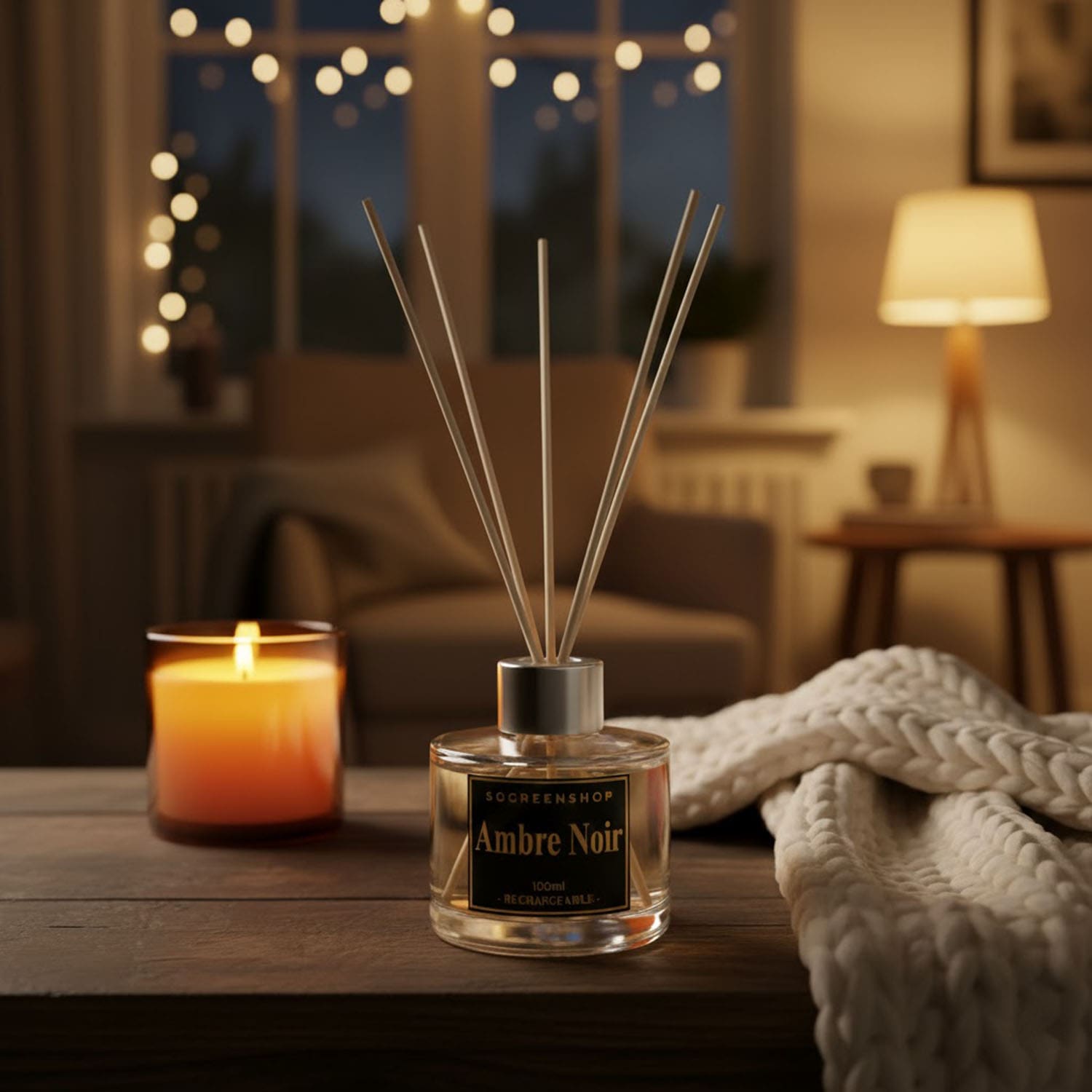 Diffuseur de parfum Ambre Noir 100 ml - Parfum d'ambiance rechargeable