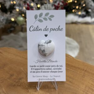 Câlin de Poche – Cœur Howlite Blanche