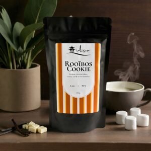 Rooïbos Cookie de la maison de thé savoyarde Ialisco (sachet de 100 grammes) chocolat blanc, vanille, marshmallow