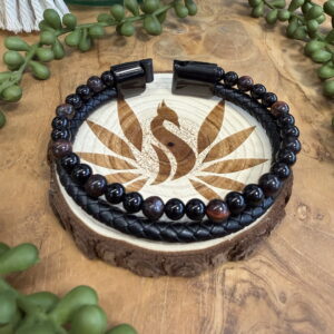 Bracelet Cuir – Oeil de Taureau & Onyx